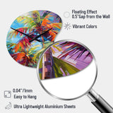 Popart Palm Trees II - Asymmetric Metal Wall Clock