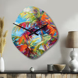 Popart Palm Trees II - Asymmetric Metal Wall Clock