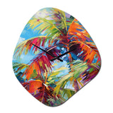 Popart Palm Trees II - Asymmetric Metal Wall Clock