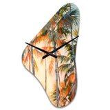 Palm Trees Romantic Impression I - Asymmetric Metal Wall Clock