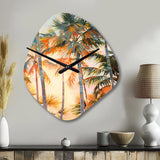 Palm Trees Romantic Impression I - Asymmetric Metal Wall Clock