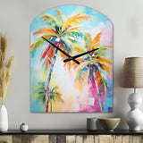 Popart Palm Trees III - Asymmetric Metal Wall Clock
