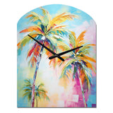 Popart Palm Trees III - Asymmetric Metal Wall Clock