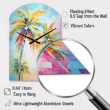 Popart Palm Trees III - Asymmetric Metal Wall Clock