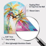 Popart Palm Trees III - Asymmetric Metal Wall Clock