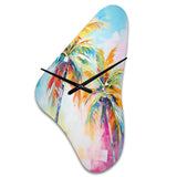 Popart Palm Trees III - Asymmetric Metal Wall Clock