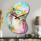 Popart Palm Trees III - Asymmetric Metal Wall Clock