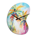 Popart Palm Trees III - Asymmetric Metal Wall Clock