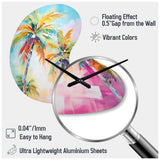 Popart Palm Trees III - Asymmetric Metal Wall Clock