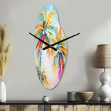 Popart Palm Trees III - Asymmetric Metal Wall Clock