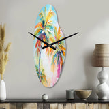 Popart Palm Trees III - Asymmetric Metal Wall Clock