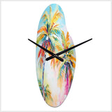 Popart Palm Trees III - Asymmetric Metal Wall Clock