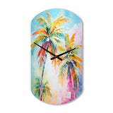 Popart Palm Trees III - Asymmetric Metal Wall Clock