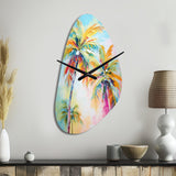 Popart Palm Trees III - Asymmetric Metal Wall Clock