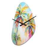 Popart Palm Trees III - Asymmetric Metal Wall Clock