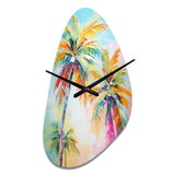 Popart Palm Trees III - Asymmetric Metal Wall Clock