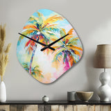 Popart Palm Trees III - Asymmetric Metal Wall Clock