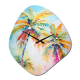 Popart Palm Trees III - Asymmetric Metal Wall Clock