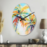 Popart Palm Trees III - Asymmetric Metal Wall Clock
