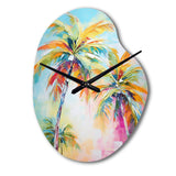 Popart Palm Trees III - Asymmetric Metal Wall Clock