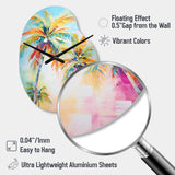 Popart Palm Trees III - Asymmetric Metal Wall Clock