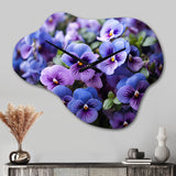 Purple Pansies Field Vibrant - Asymmetric Metal Wall Clock