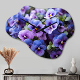 Purple Pansies Field Vibrant - Asymmetric Metal Wall Clock