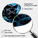Black Blue Panther Hidden Observer Infrared - Asymmetric Metal Wall Clock