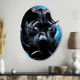 Black Blue Panther Hidden Observer Infrared - Asymmetric Metal Wall Clock