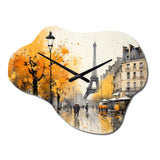 Yellow And Grey Parisian Street Art - Asymmetric Metal Wall Clock