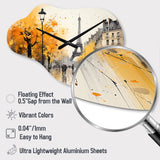 Yellow And Grey Parisian Street Art - Asymmetric Metal Wall Clock