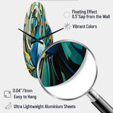 Green Blue Peacock Cubist Peacock Cubism - Asymmetric Metal Wall Clock