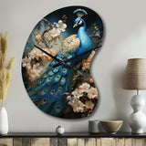 Peacock Encaustic Portrait I - Asymmetric Metal Wall Clock