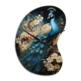 Peacock Encaustic Portrait I - Asymmetric Metal Wall Clock