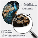 Peacock Encaustic Portrait I - Asymmetric Metal Wall Clock