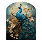 Peacock Encaustic Portrait II - Asymmetric Metal Wall Clock