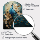 Peacock Encaustic Portrait II - Asymmetric Metal Wall Clock
