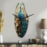 Peacock Encaustic Portrait II - Asymmetric Metal Wall Clock