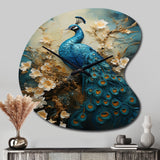 Peacock Encaustic Portrait II - Asymmetric Metal Wall Clock