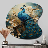 Peacock Encaustic Portrait II - Asymmetric Metal Wall Clock
