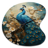 Peacock Encaustic Portrait II - Asymmetric Metal Wall Clock