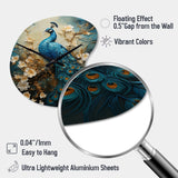 Peacock Encaustic Portrait II - Asymmetric Metal Wall Clock
