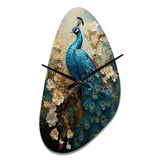 Peacock Encaustic Portrait II - Asymmetric Metal Wall Clock