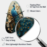 Peacock Encaustic Portrait II - Asymmetric Metal Wall Clock
