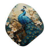 Peacock Encaustic Portrait II - Asymmetric Metal Wall Clock