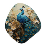 Peacock Encaustic Portrait II - Asymmetric Metal Wall Clock