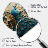 Peacock Encaustic Portrait II - Asymmetric Metal Wall Clock