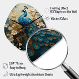 Peacock Encaustic Portrait II - Asymmetric Metal Wall Clock