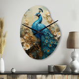 Peacock Encaustic Portrait II - Asymmetric Metal Wall Clock