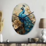 Peacock Encaustic Portrait II - Asymmetric Metal Wall Clock